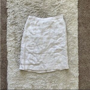 Dana Buchman Woven Linen/Acetate Zip Pencil Skirt White